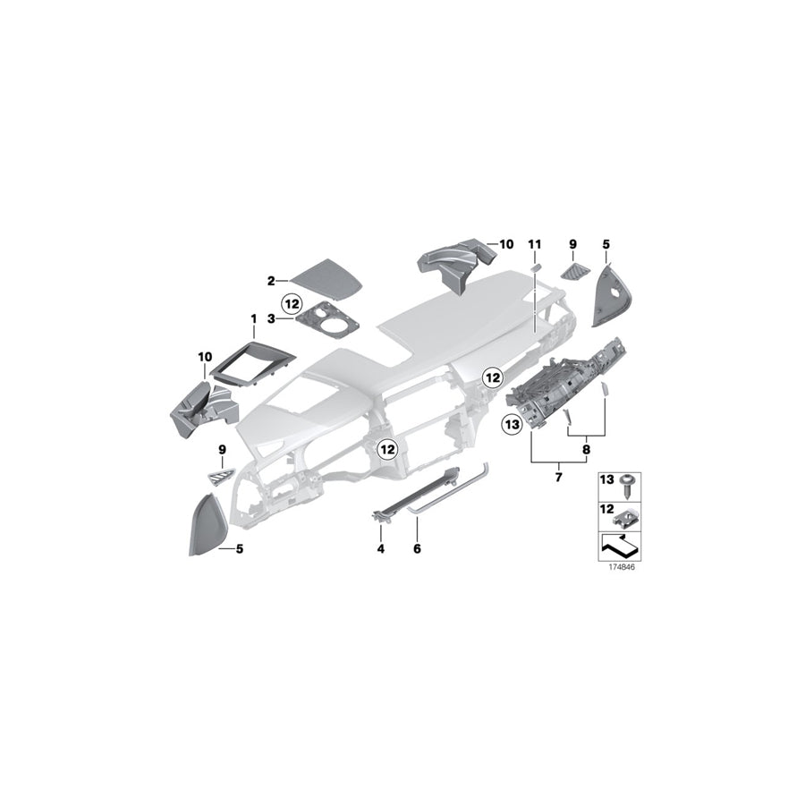 Genuine BMW 51459172961 F04 F02 F01 Covering Defroster Nozzle Left DOLOMITI (Inc. 740d) | ML Performance UK Car Parts