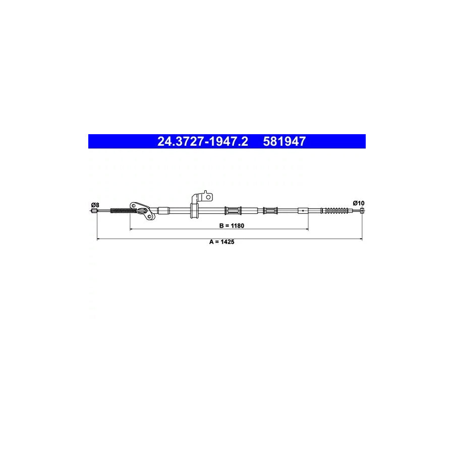 ATE 24.3727-1947.2 Hand Brake Cable For Toyota Rav4 Ii Off-Road (Xa20)