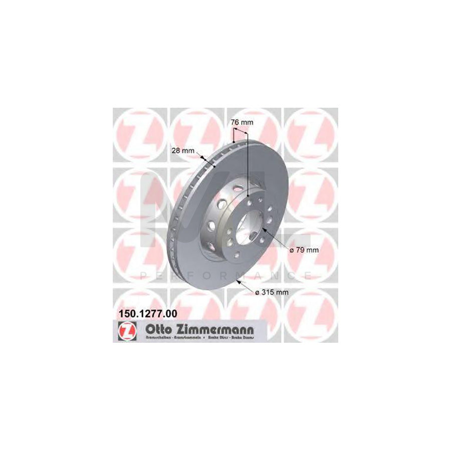 ZIMMERMANN 150.1277.00 Brake Disc for BMW 5 Saloon (E34) Externally Vented, High-carbon | ML Performance Car Parts