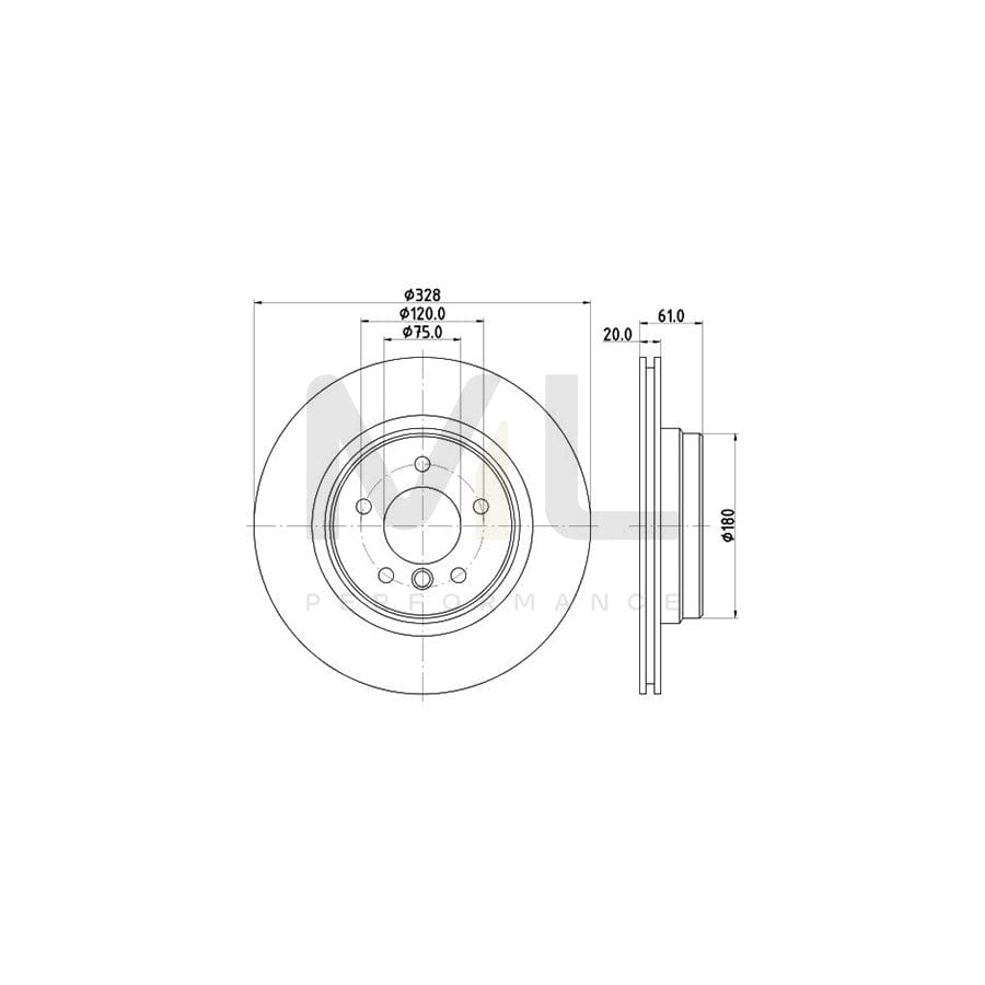 HELLA 8DD 355 104-571 Brake Disc Externally Vented, without wheel hub, without wheel studs | ML Performance Car Parts