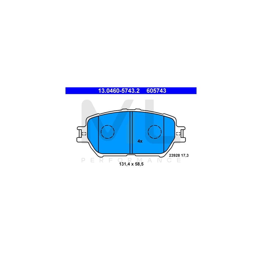 ATE 13.0460-5743.2 Brake pad set excl. wear warning contact | ML Performance Car Parts