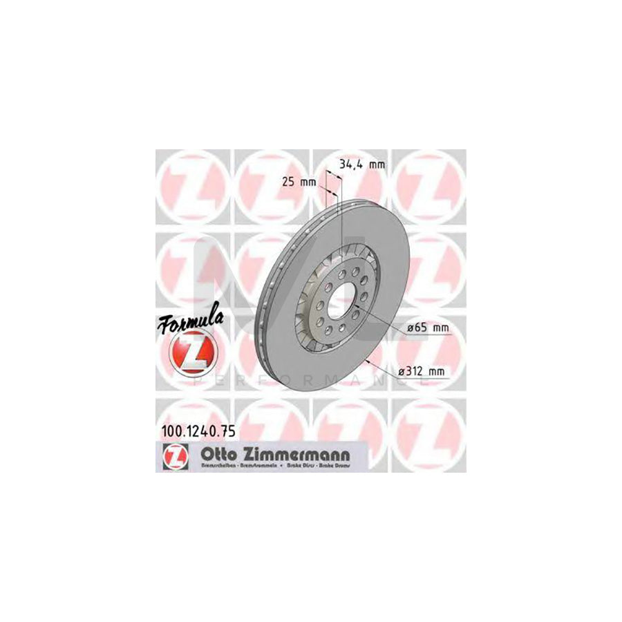 ZIMMERMANN 100.1240.75 Brake Disc Vented | ML Performance Car Parts