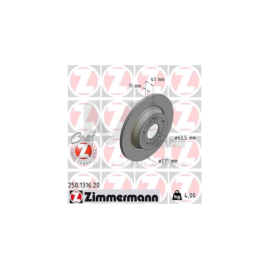 ZIMMERMANN 250.1316.20 Brake Disc for FORD Focus Mk4 Hatchback (HN) Solid, Coated | ML Performance Car Parts