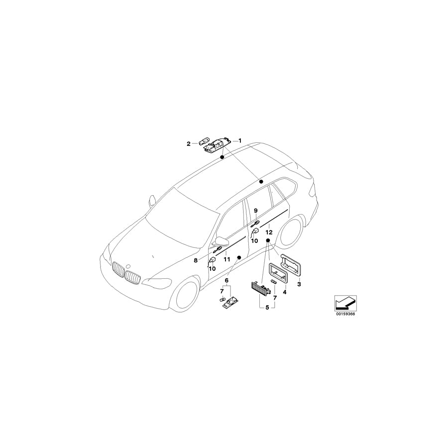 Genuine BMW 63316972971 E70 Interior Reading Light Rear Left SCHWARZ (Inc. X5 M50dX, X5 35dX & X5 50iX) | ML Performance UK