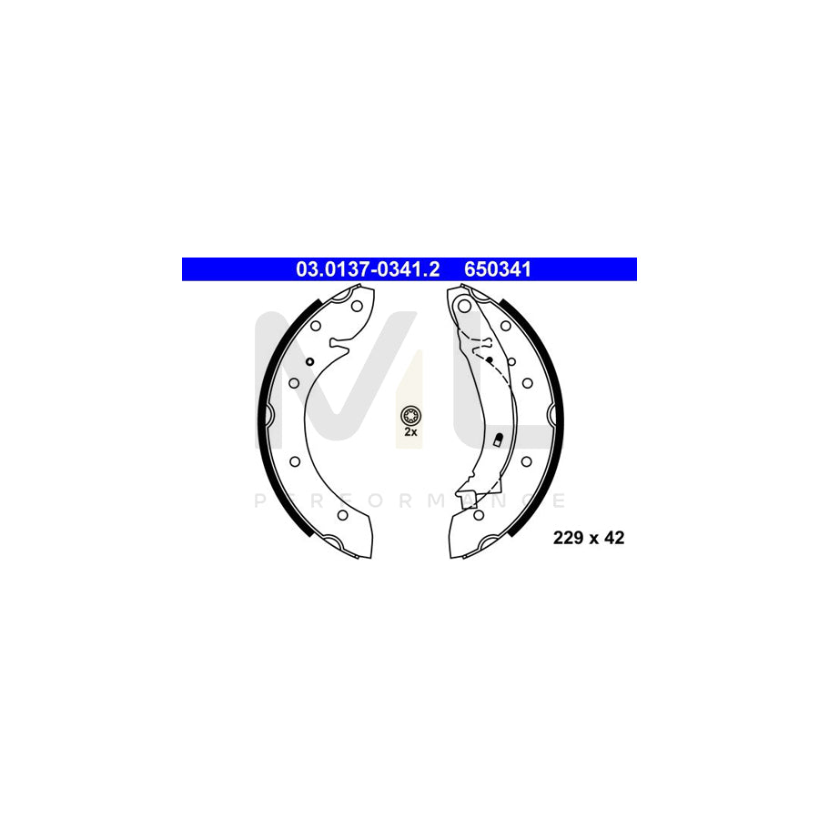 ATE 03.0137-0341.2 Brake Shoe Set with lever | ML Performance Car Parts