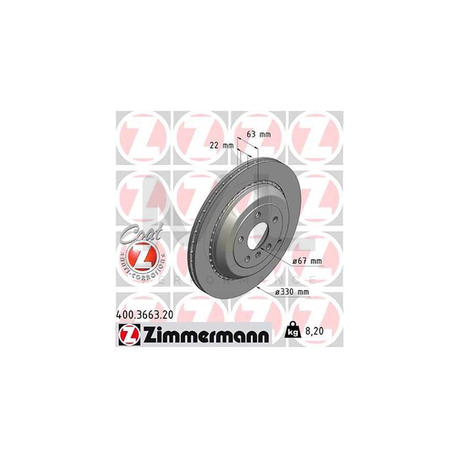 ZIMMERMANN COAT Z 400.3663.20 Brake Disc Externally Vented, Coated, High-carbon | ML Performance Car Parts