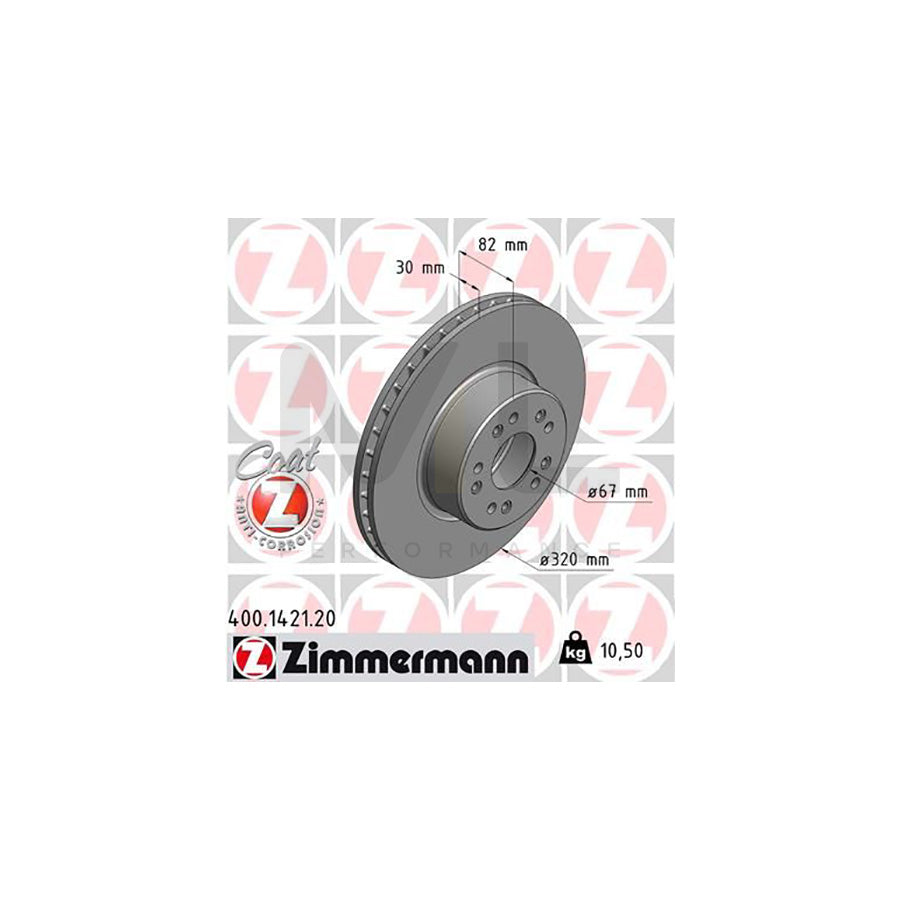 ZIMMERMANN COAT Z 400.1421.20 Brake Disc suitable for MERCEDES-BENZ S-Class Internally Vented, Coated, High-carbon | ML Performance Car Parts