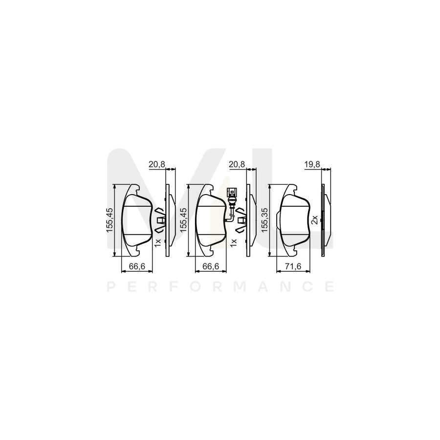 Bosch 0986495464 Brake Pad Set With Integrated Wear Sensor BP2096 | ML Performance Car Parts