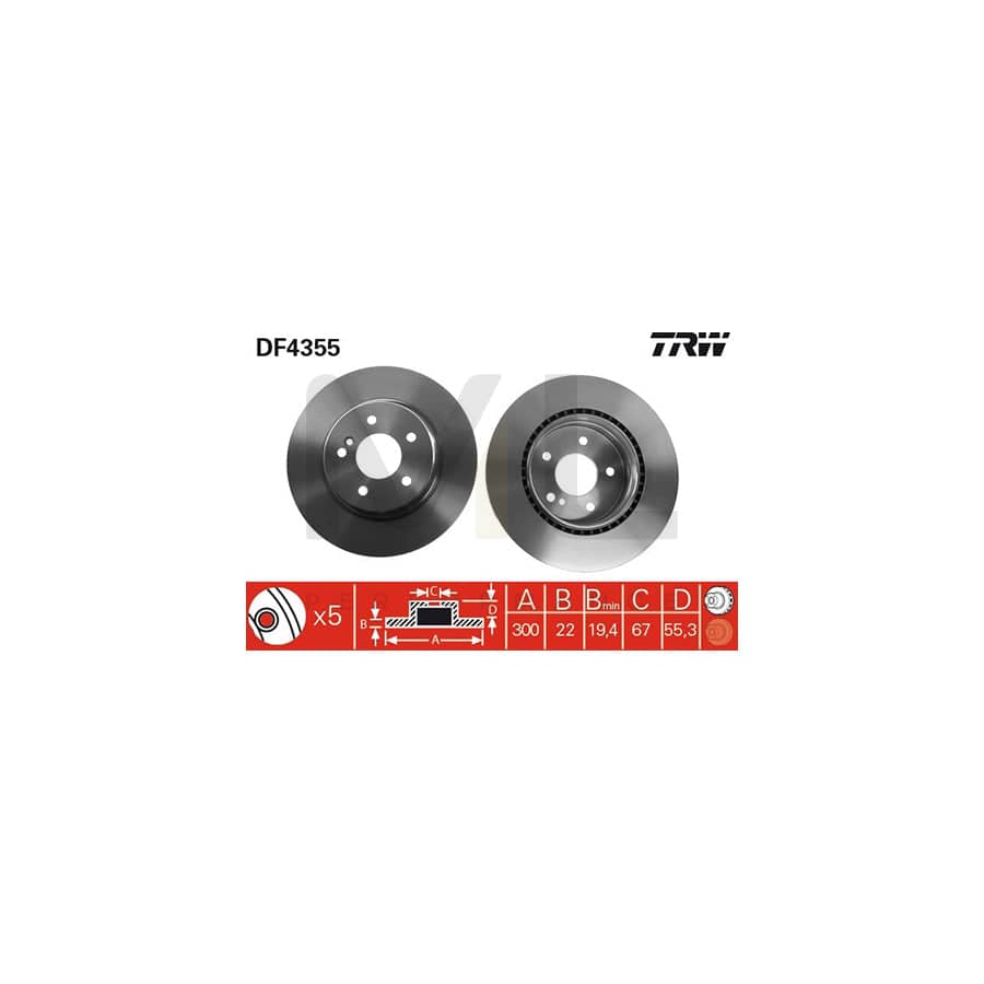 TRW DF4355 Brake Disc Vented, Painted | ML Performance Car Parts