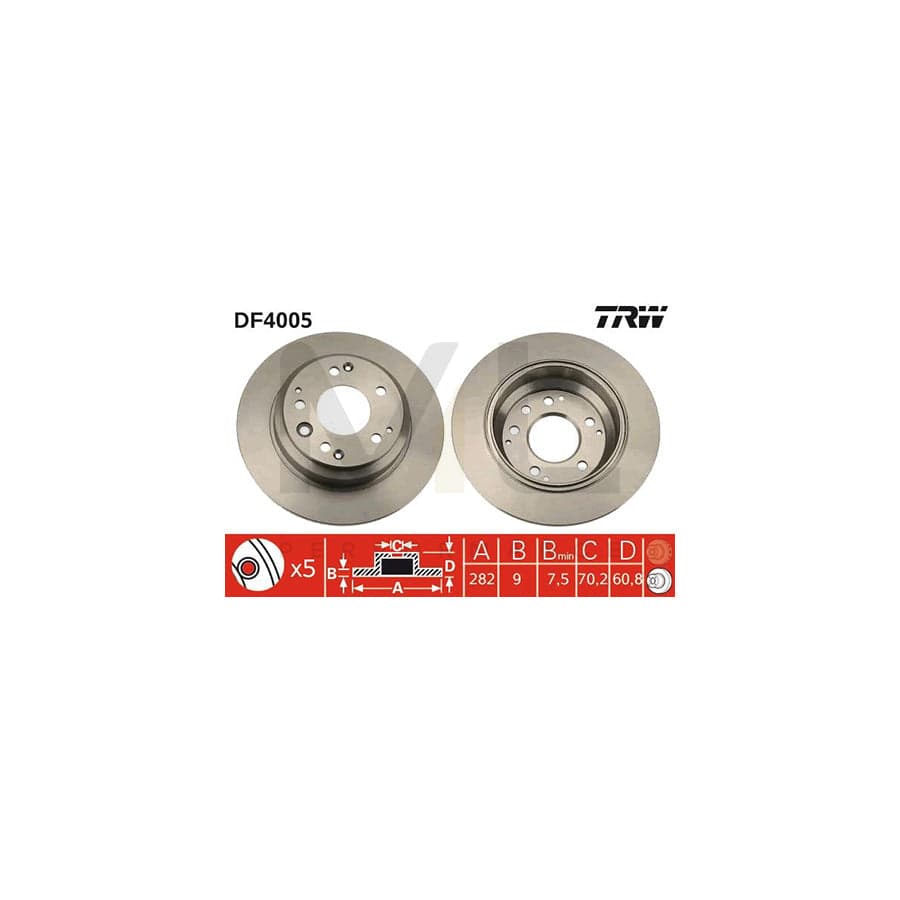 TRW DF4005 Brake Disc Solid, Painted | ML Performance Car Parts