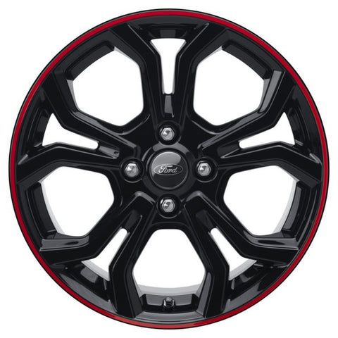 GENUINE FORD 2327911 FIESTA & FIESTAVAN ALLOY WHEEL 17" 5 X 2-SPOKE Y DESIGN, BLACK WITH RED ACCENT RING | ML Performance UK