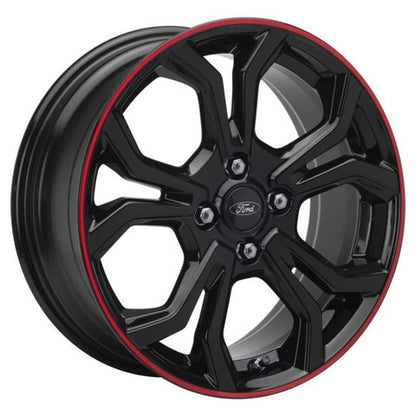 GENUINE FORD 2327911 FIESTA & FIESTAVAN ALLOY WHEEL 17" 5 X 2-SPOKE Y DESIGN, BLACK WITH RED ACCENT RING | ML Performance UK