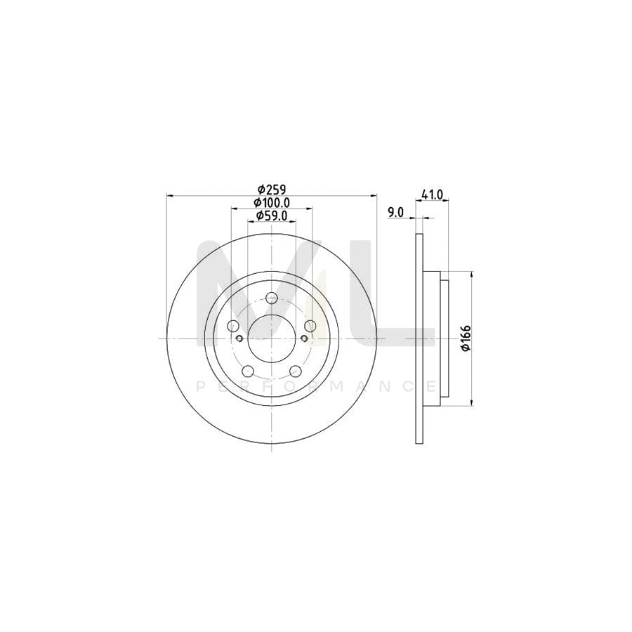 HELLA 8DD 355 116-401 Brake Disc for TOYOTA Urban Cruiser (XP110) Solid, without wheel hub, without wheel studs | ML Performance Car Parts