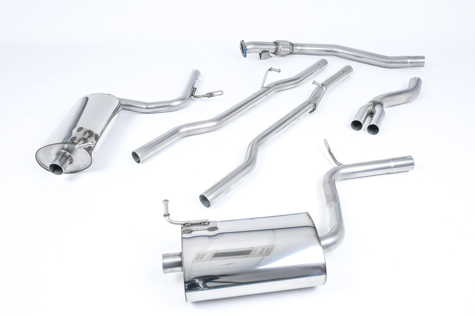 MillTek SSXAU307 Audi A4 Non-Resonated Cat-Back Exhaust with 90mm Detachable Trims