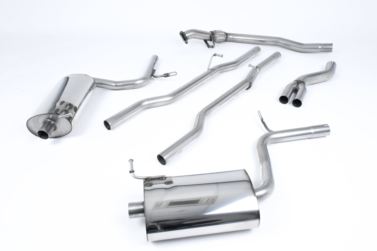 MillTek SSXAU305 Audi A4 Non-Resonated Cat-Back Exhaust with 100mm Detachable Trims