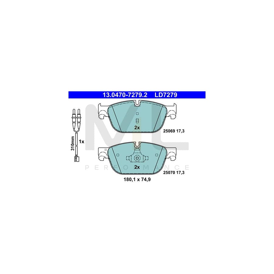 ATE Ceramic 13.0470-7279.2 Brake pad set incl. wear warning contact | ML Performance Car Parts