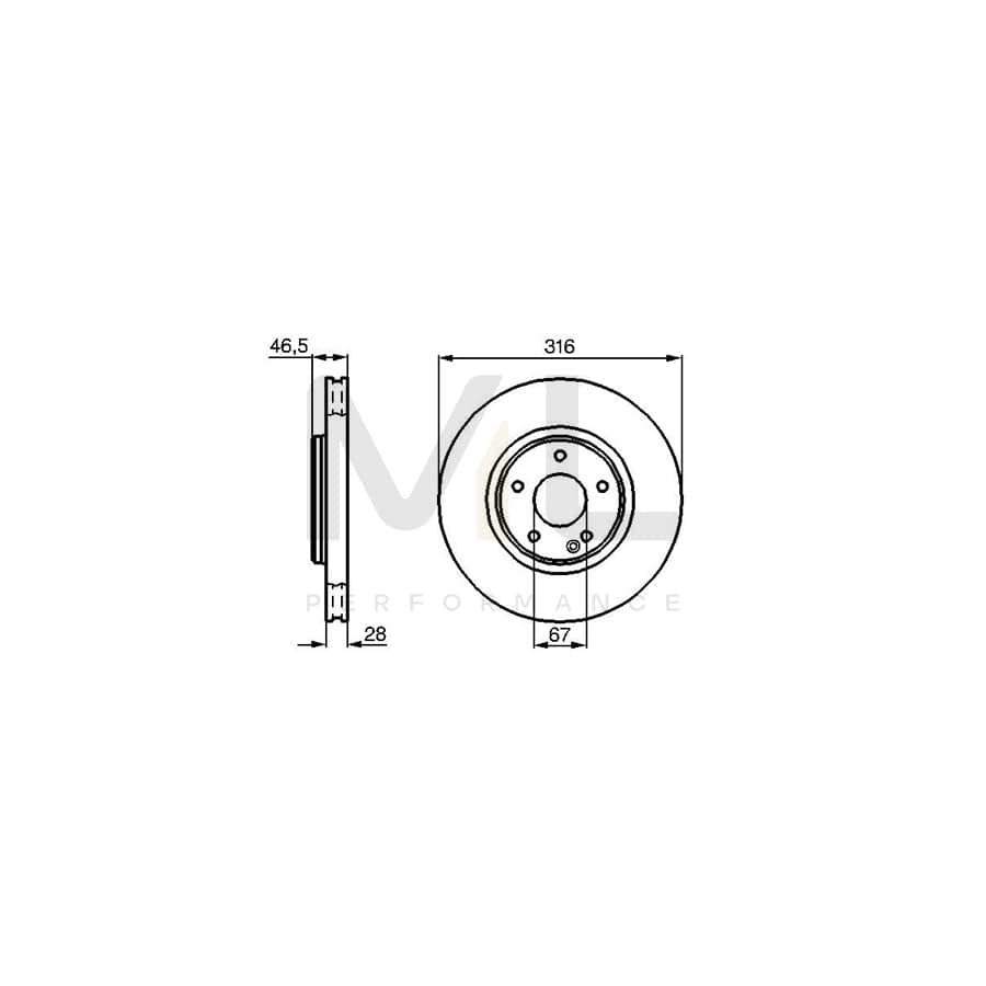 BOSCH 0 986 478 625 Brake Disc Internally Vented, Vented, Oiled | ML Performance Car Parts