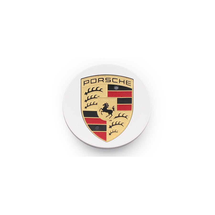 Genuine Porsche Wheel Cap With Full-Colour Porsche Crest, In Silver Porsche Macan | ML Performance UK Car Parts