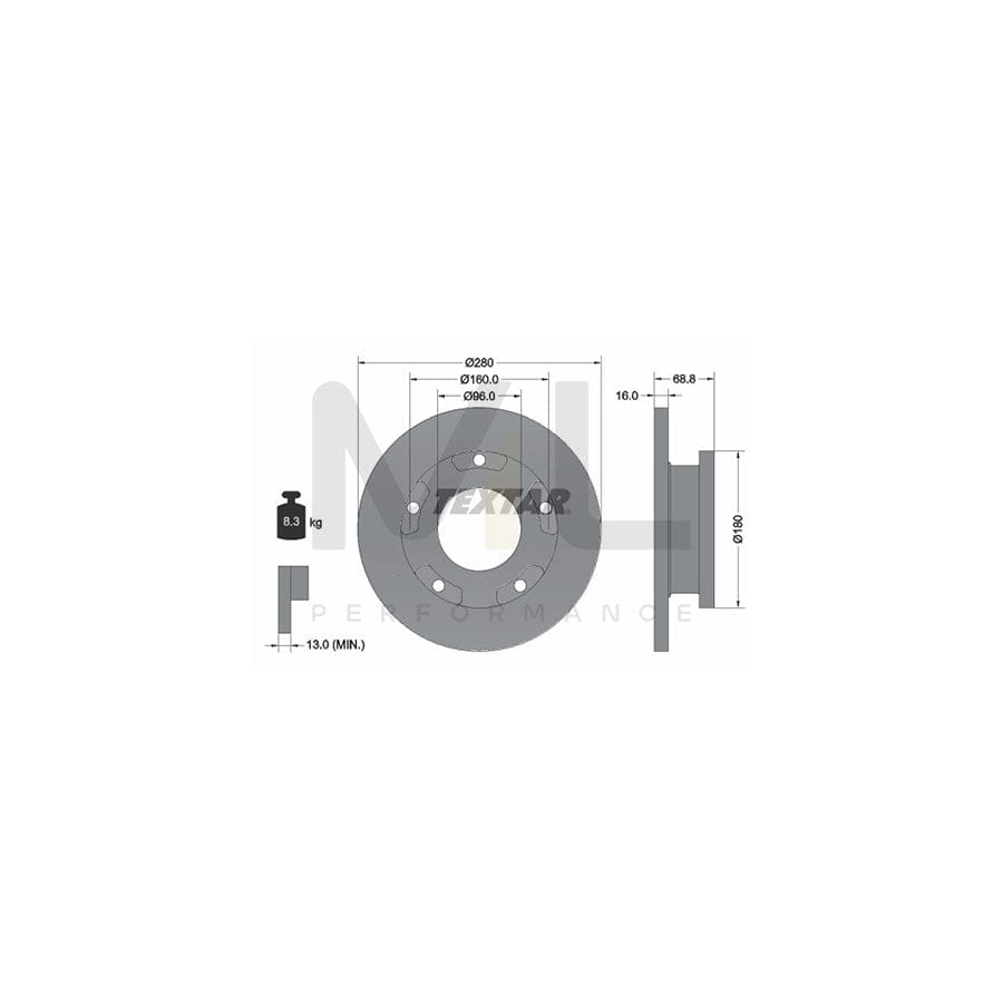 TEXTAR 92159103 Brake Disc for FORD TRANSIT Solid, Coated, with ABS sensor ring, without wheel hub, without wheel studs | ML Performance Car Parts