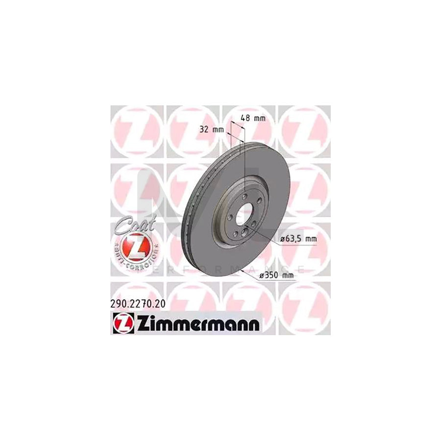 ZIMMERMANN COAT Z 290.2270.20 Brake Disc Internally Vented, Coated, High-carbon | ML Performance Car Parts