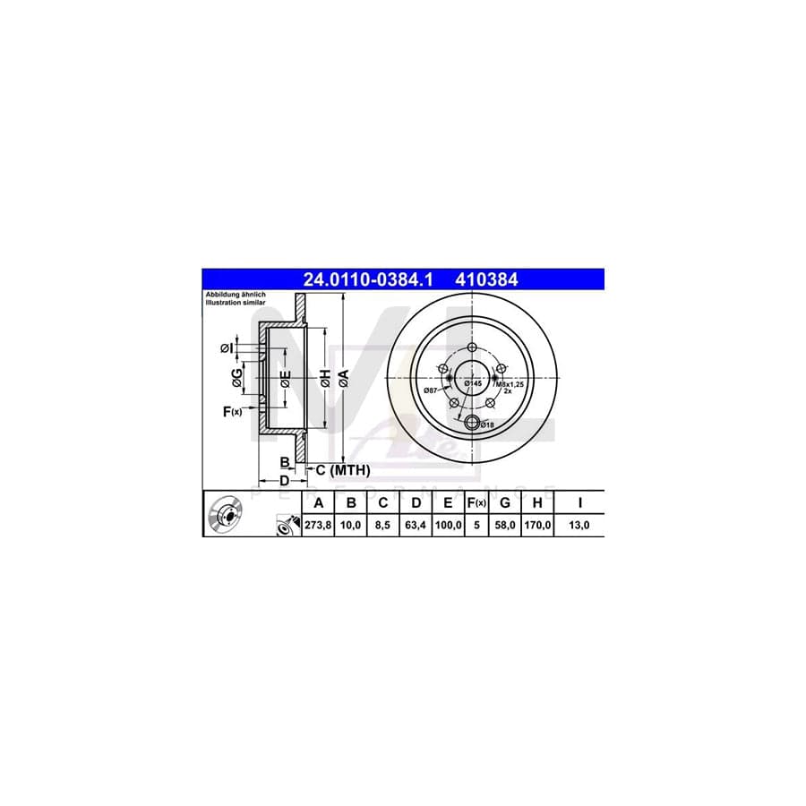 ATE 24.0110-0384.1 Brake Disc Solid, Coated | ML Performance Car Parts