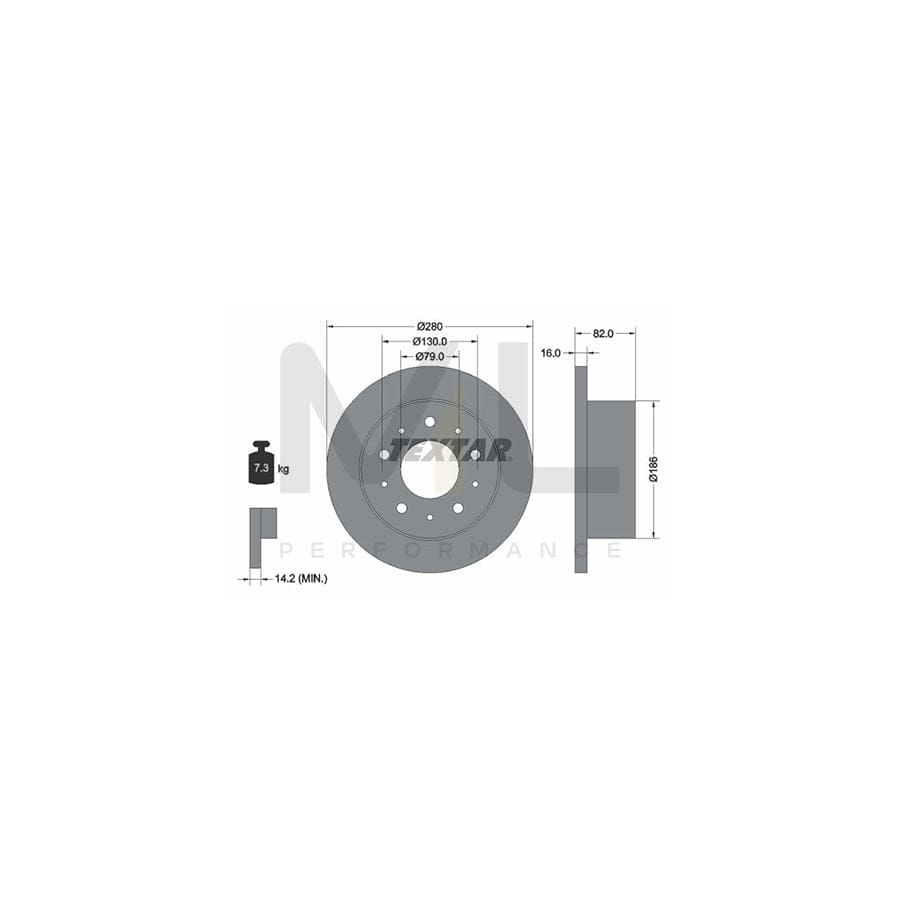 TEXTAR PRO 92116203 Brake Disc Solid, Coated, without wheel hub, without wheel studs | ML Performance Car Parts