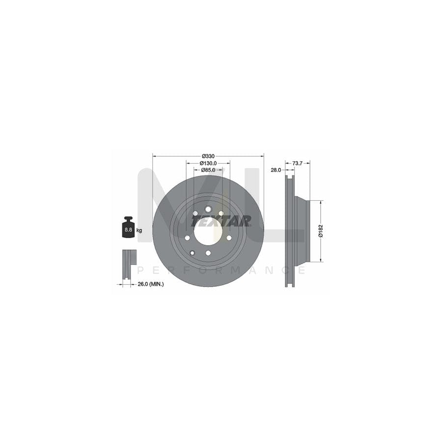 TEXTAR PRO+ 92122005 Brake Disc Internally Vented, Coated, High-carbon, without wheel hub, without wheel studs | ML Performance Car Parts