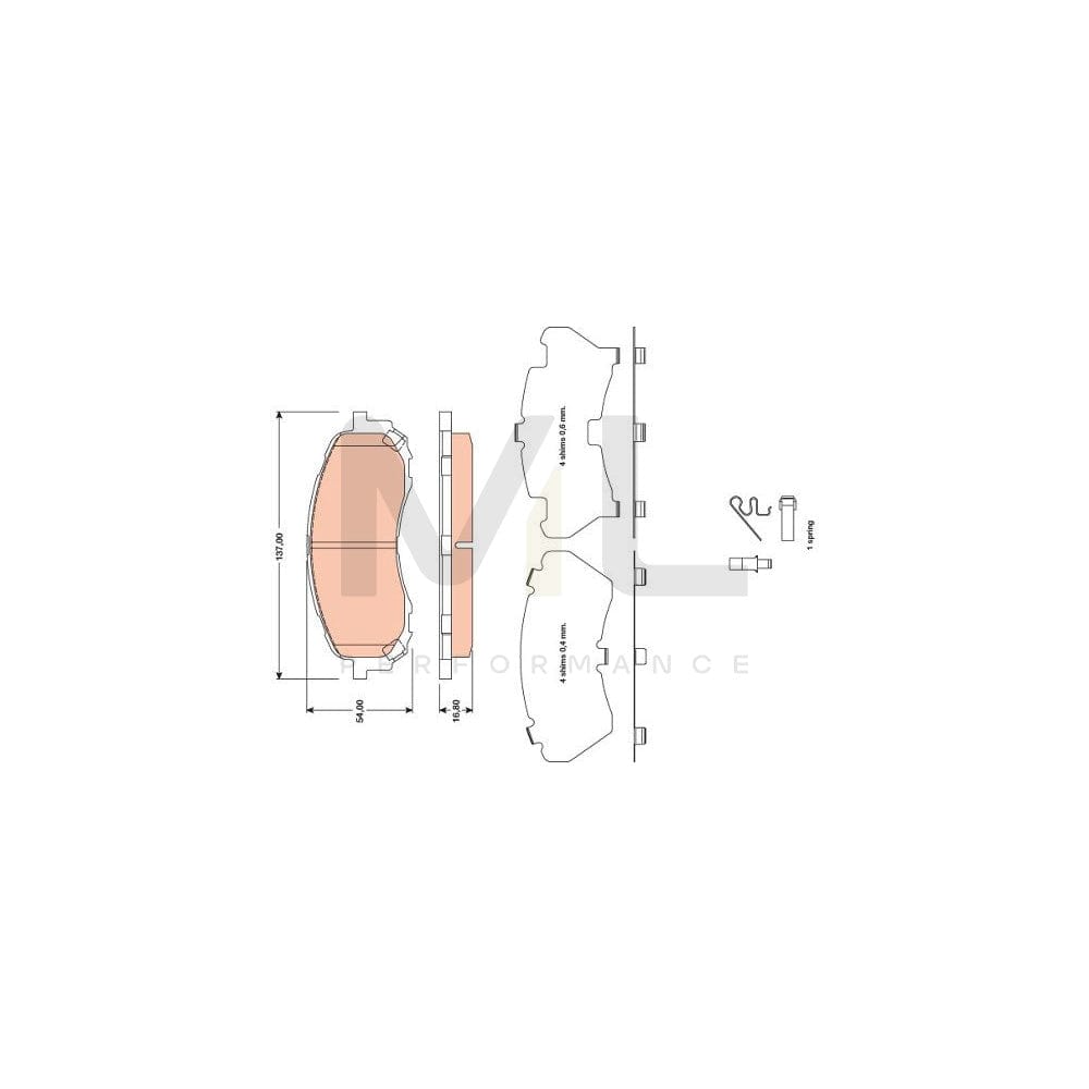 TRW Gdb3469 Brake Pad Set For Subaru Impreza With Acoustic Wear Warning | ML Performance Car Parts