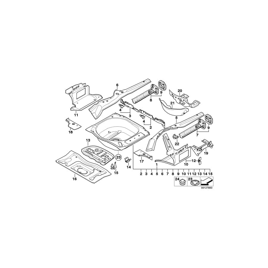 Genuine BMW 41127125169 E64 E63 Cross Member, Trunk Floor, Left (Inc. 645Ci) 1 | ML Performance UK Car Parts