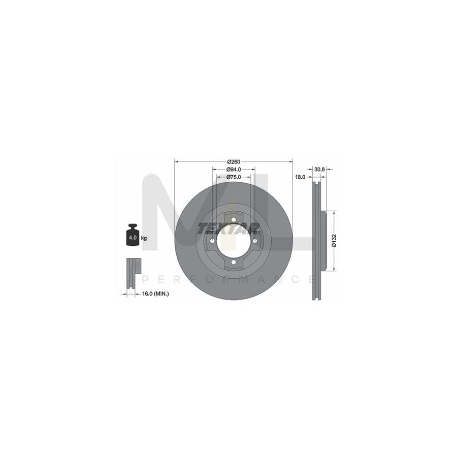 TEXTAR 92095600 Brake Disc for MAZDA 323 Internally Vented, without wheel hub, without wheel studs | ML Performance Car Parts