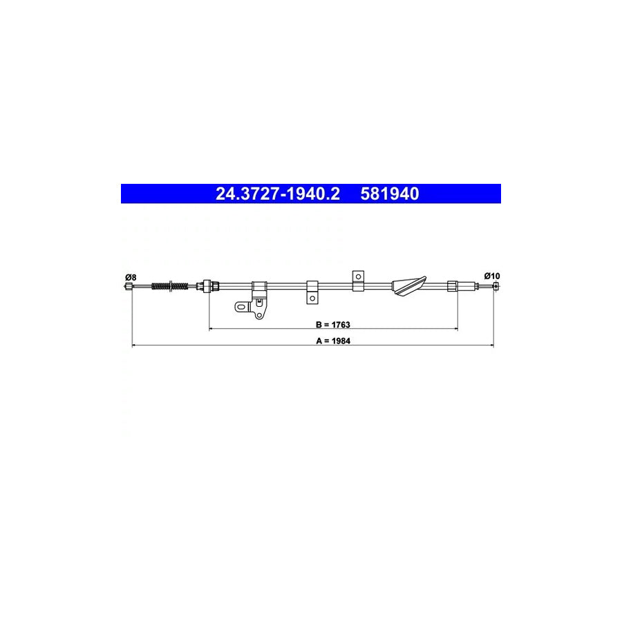 ATE 24.3727-1940.2 Hand Brake Cable For Toyota Corolla Verso (Ar10)