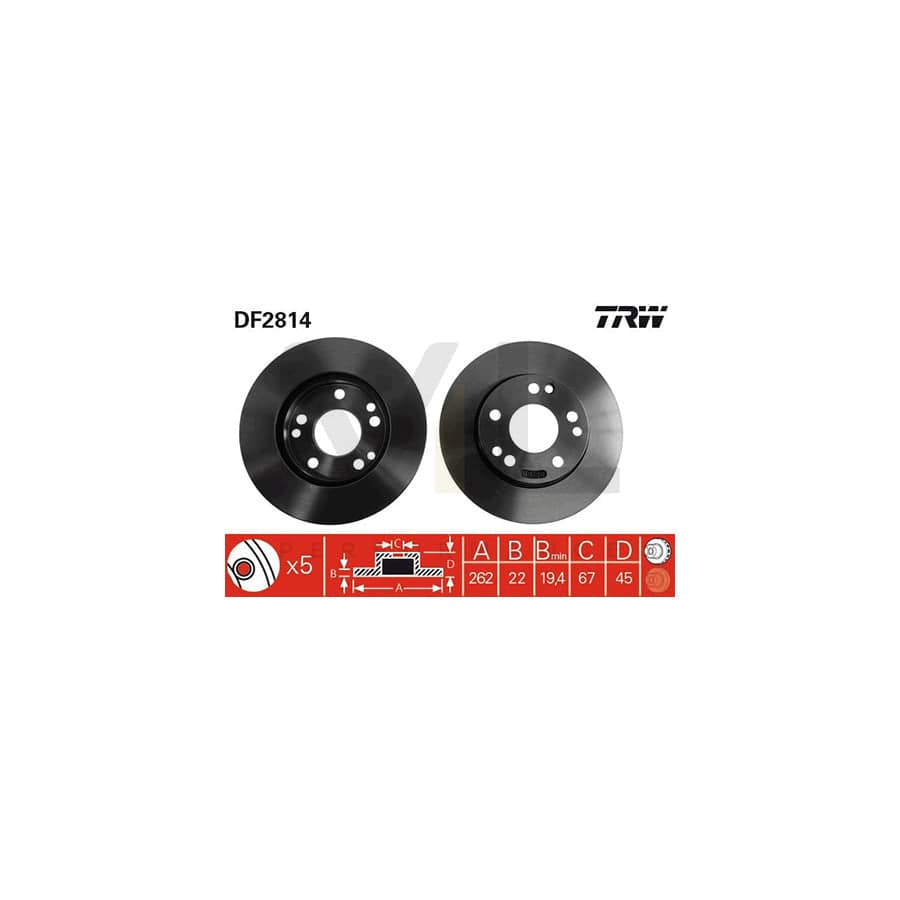 TRW DF2814 Brake Disc suitable for MERCEDES-BENZ 190 (W201) Vented, Painted | ML Performance Car Parts