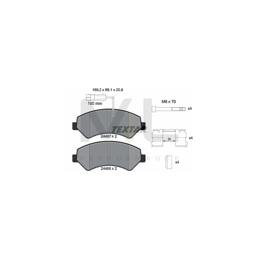 TEXTAR 2446705 Brake pad set for FIAT DUCATO with integrated wear warning contact, with brake caliper screws, with accessories | ML Performance Car Parts