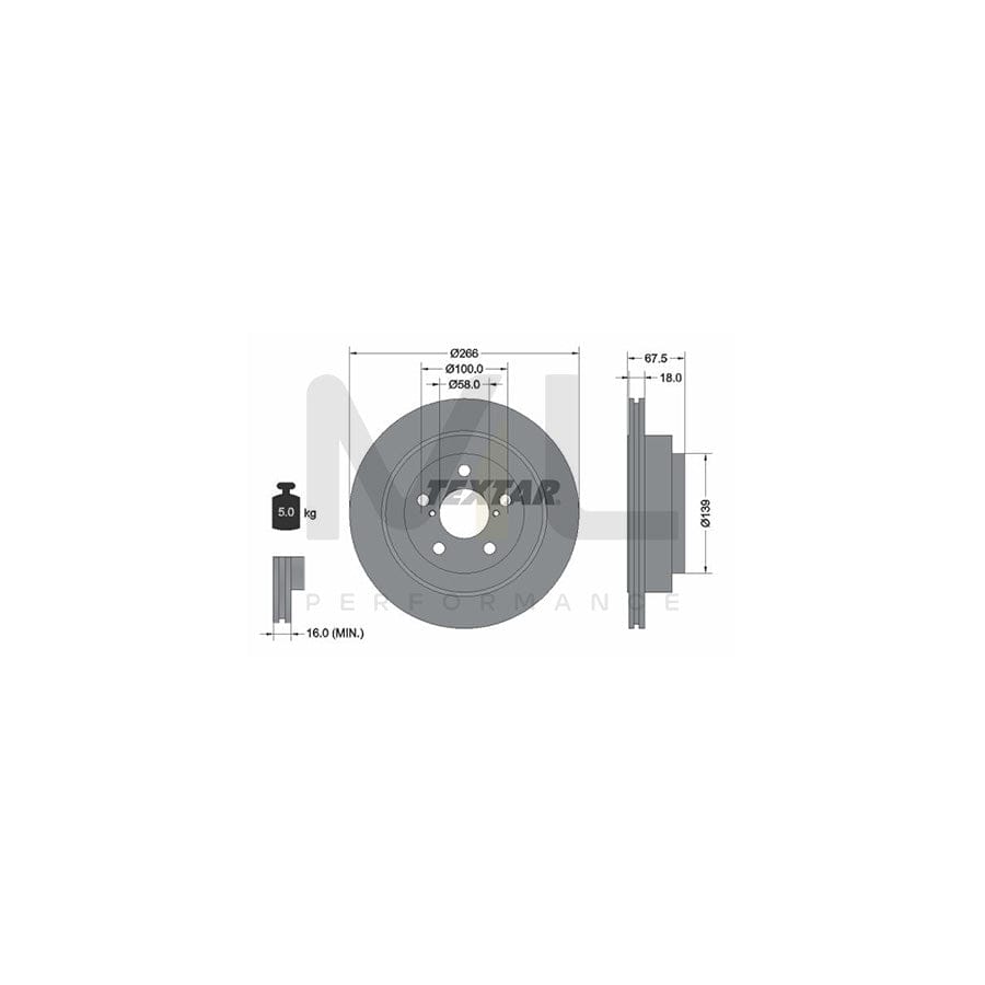 TEXTAR 92142100 Brake Disc for SUBARU IMPREZA Internally Vented, without wheel hub, without wheel studs | ML Performance Car Parts