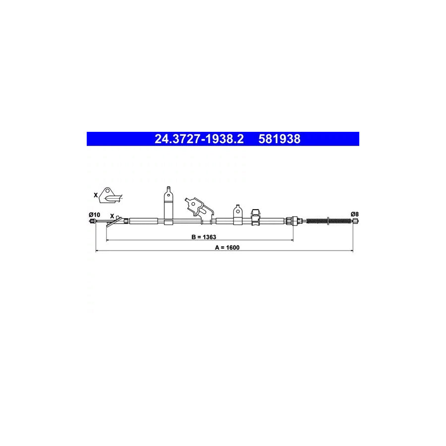 ATE 24.3727-1938.2 Hand Brake Cable