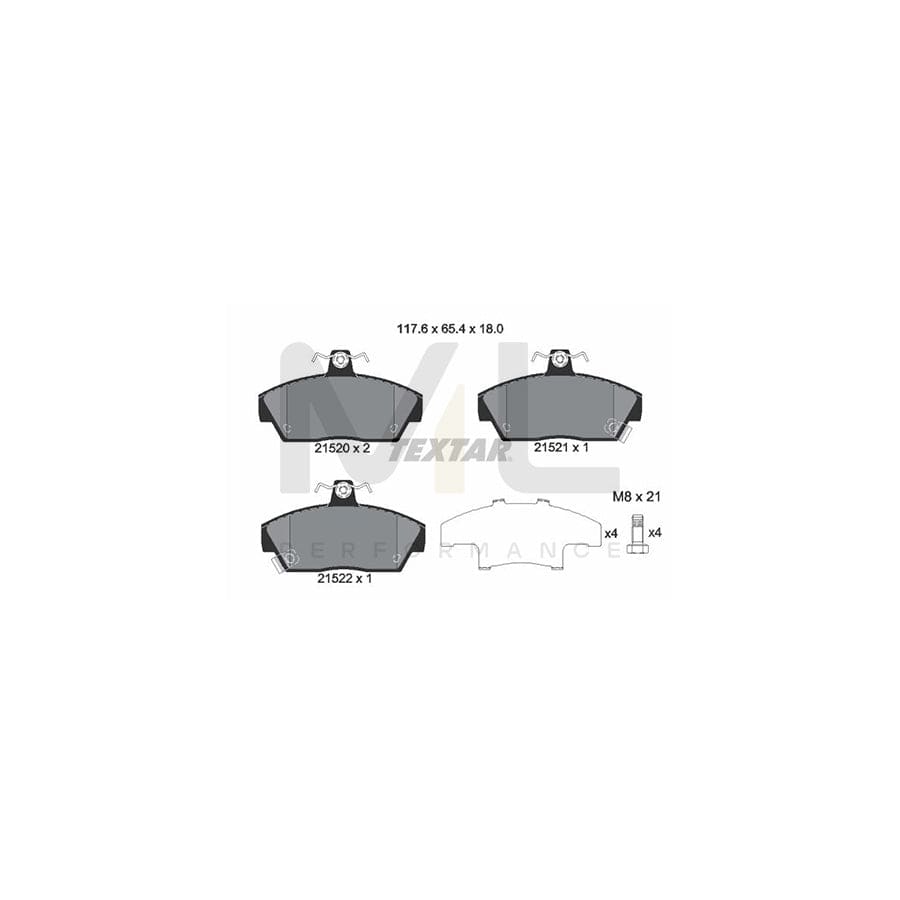 TEXTAR 2152001 Brake pad set with acoustic wear warning, with brake caliper screws | ML Performance Car Parts