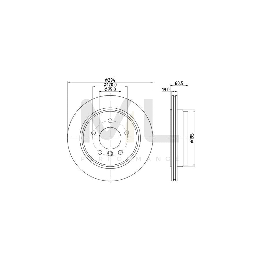 HELLA PRO 8DD 355 112-271 Brake Disc for BMW 3 Series Externally Vented, Coated, without wheel hub, without wheel studs | ML Performance Car Parts