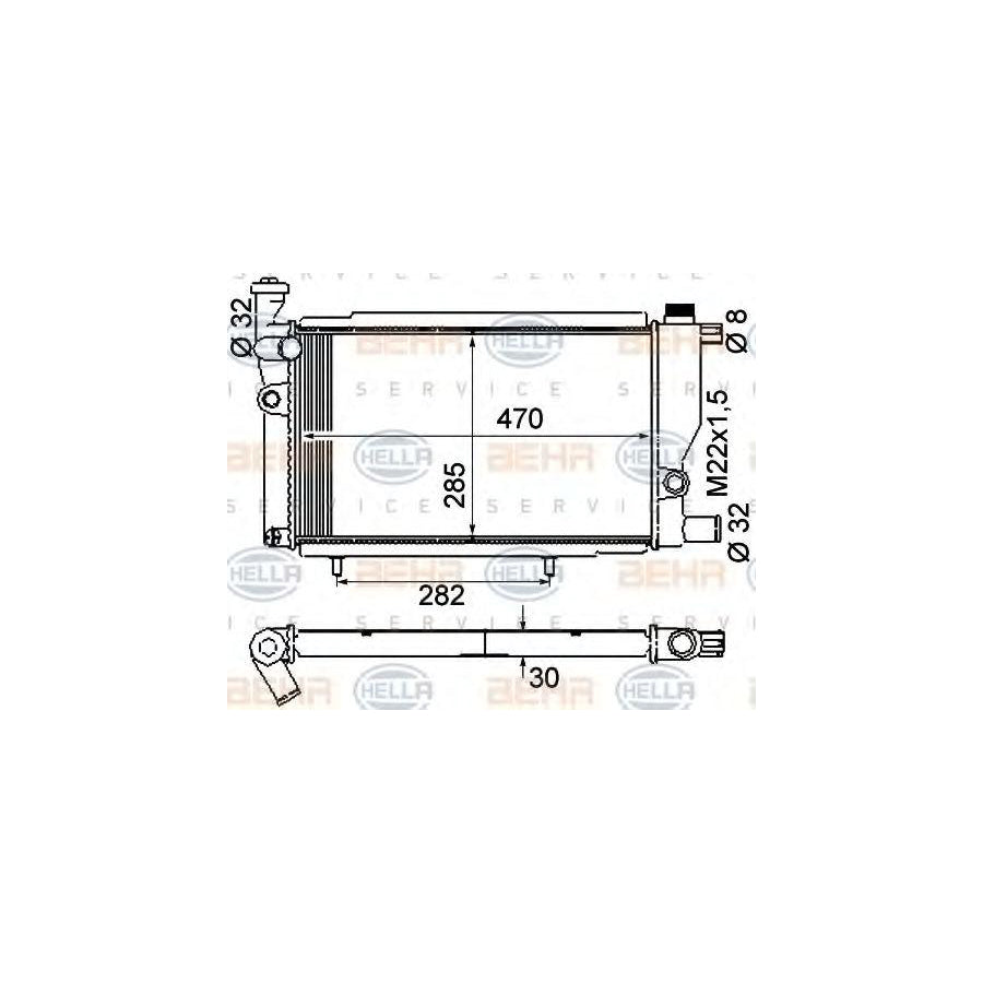Hella 8MK 376 715-381 Engine Radiator For Peugeot 205