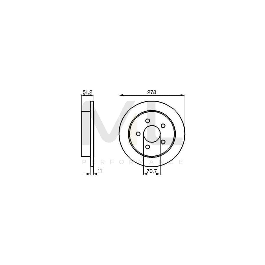 BOSCH 0 986 478 487 Brake Disc Solid, Oiled | ML Performance Car Parts