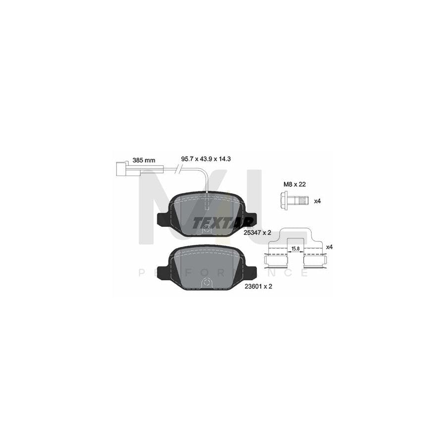 TEXTAR 2534701 Brake pad set with integrated wear warning contact, with brake caliper screws, with accessories | ML Performance Car Parts