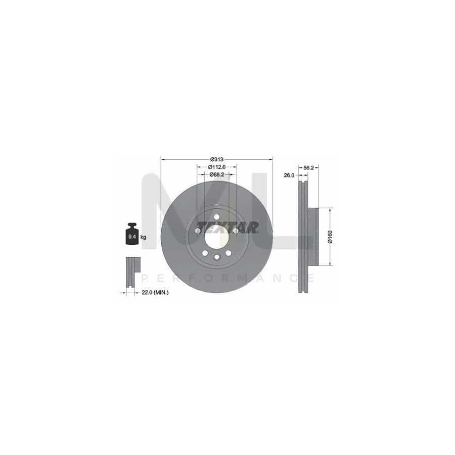 TEXTAR PRO+ 92109905 Brake Disc Internally Vented, Coated, High-carbon, without wheel hub, without wheel studs | ML Performance Car Parts