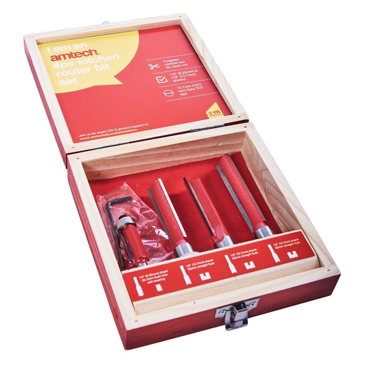 Amtech 4pcs. Kitchen Router Bit Set | ML Performance DIY & Power Tools