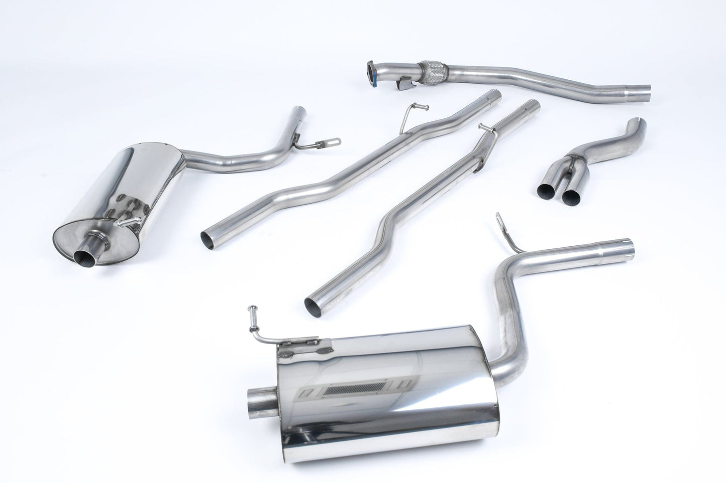 MillTek SSXAU309 Audi A4 Non-Resonated Cat-Back Exhaust with 100mm Detachable Trims for Manual Models