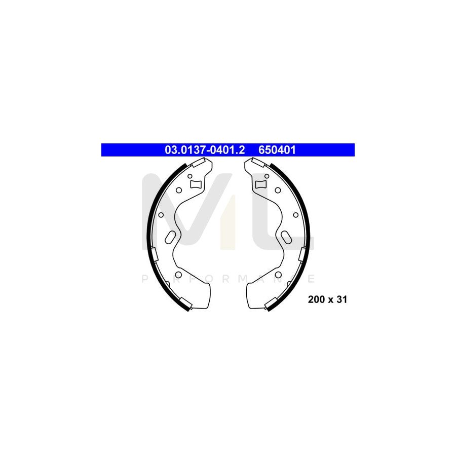 ATE 03.0137-0401.2 Brake Shoe Set for MAZDA Demio Estate (DW) without lever | ML Performance Car Parts