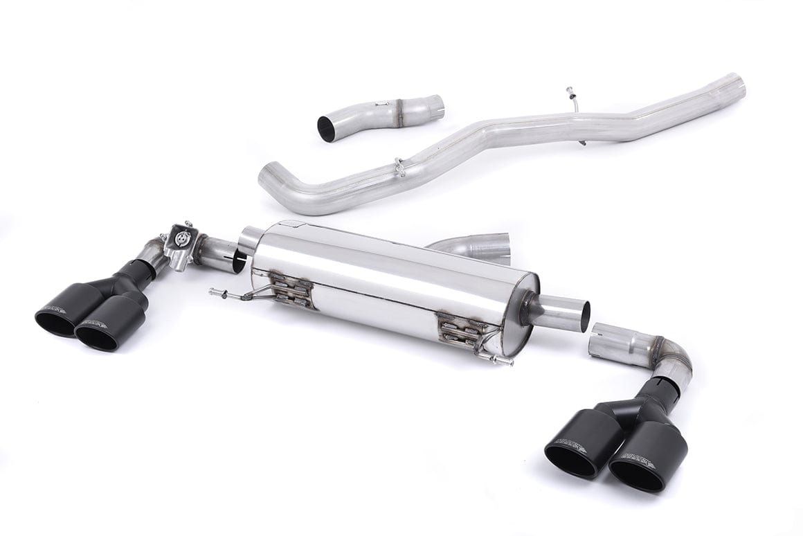 MillTek SSXAU493 Audi S1 Non-Resonated Cat-Back Exhaust with Quad Cerakote Black Oval Tips