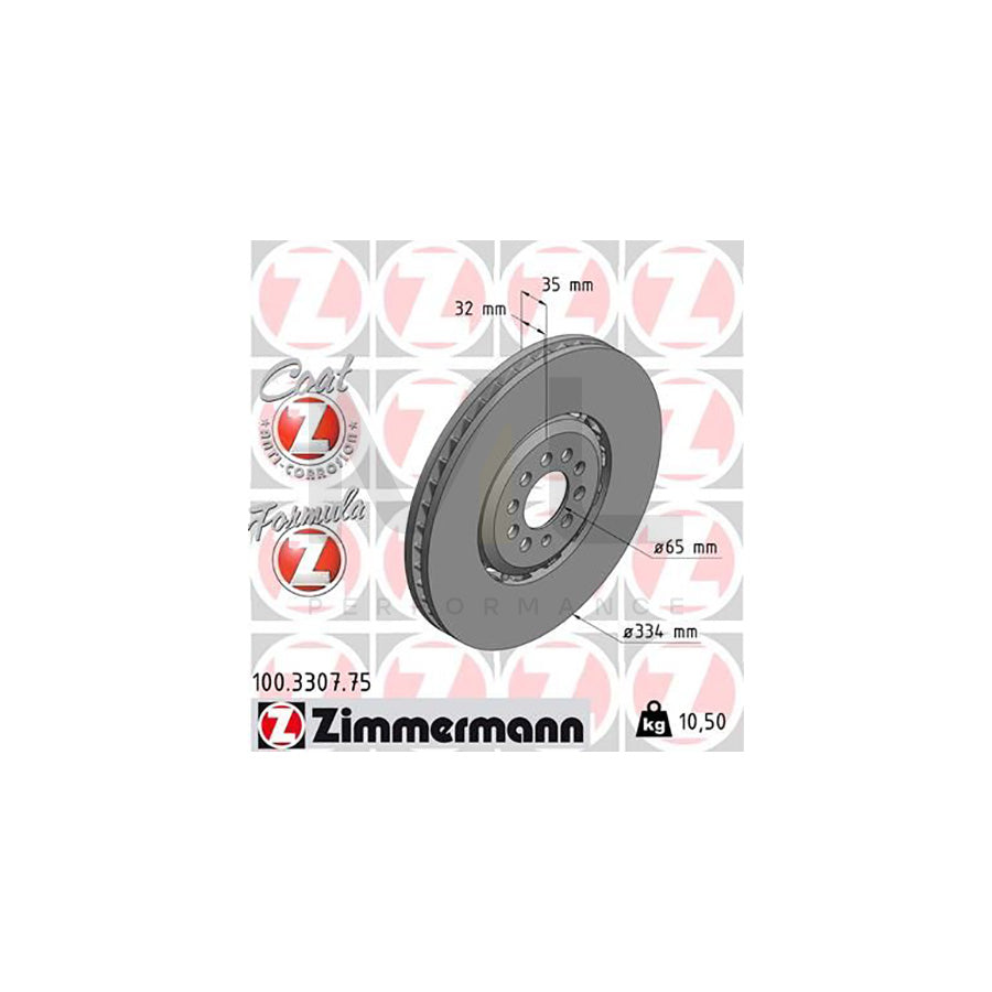 ZIMMERMANN FORMULA Z COAT Z 100.3307.75 Brake Disc Two-piece brake disc, Vented, Coated, Alloyed / High-carbon | ML Performance Car Parts