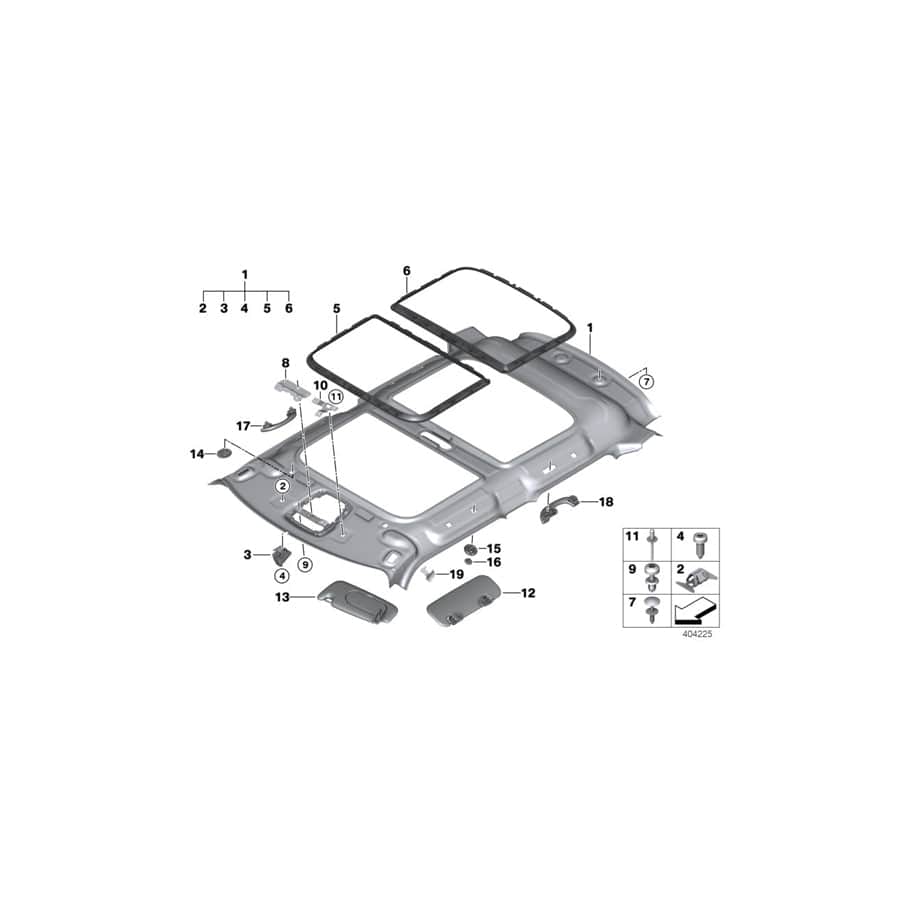 Genuine BMW 51447385723 F55 Headliner, Panorama Roof ANTHRAZIT (Inc. One D, One First & Cooper) | ML Performance UK Car Parts