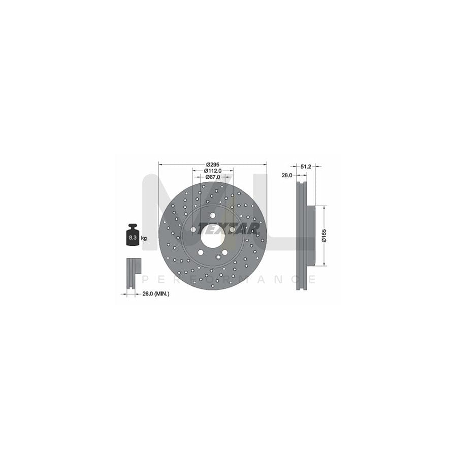 TEXTAR PRO+ 92257505 Brake Disc Internally Vented, Perforated, Coated, High-carbon, without wheel hub, without wheel studs | ML Performance Car Parts