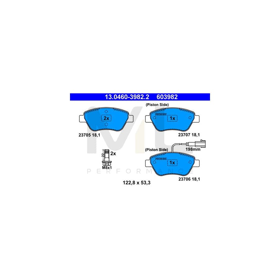 ATE 13.0460-3982.2 Brake pad set incl. wear warning contact, with brake caliper screws | ML Performance Car Parts