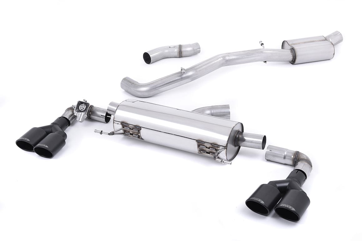 MillTek SSXAU489 Audi S1 Resonated Cat-Back Exhaust with Quad Cerakote Black Oval Tips - EC Approved